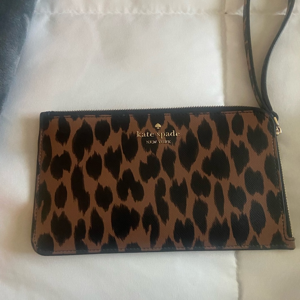 Kate Spade Brown and Black Animal Print Wristlet